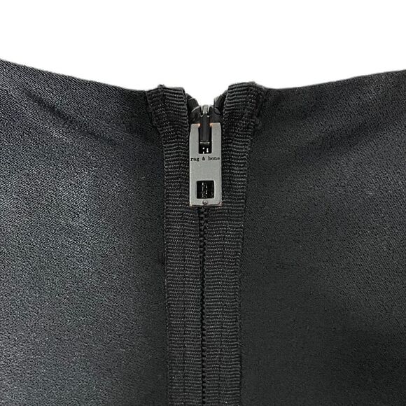 Rag & Bone Black 3/4 Sleeve V Neck Sheath Dress with Lasercut Lines Detail - 2 - Picture 10 of 14